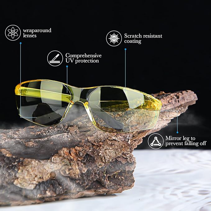 Queekay 24 Pairs Safety Glasses Unisex Anti Scratch Protective Goggles Impact Resistant Lens Eyewear