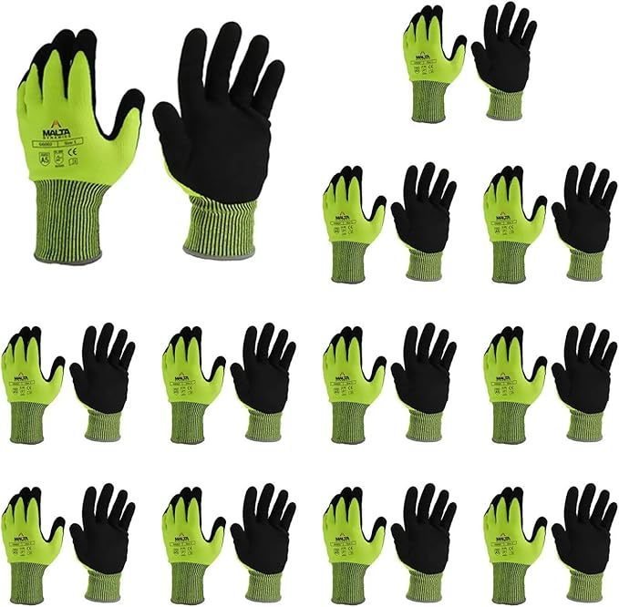 Malta Dynamics Safety Work Protective Gloves – Mens Work Gloves with Cut Level 5 Protection, OSHA and ANSI Compliant