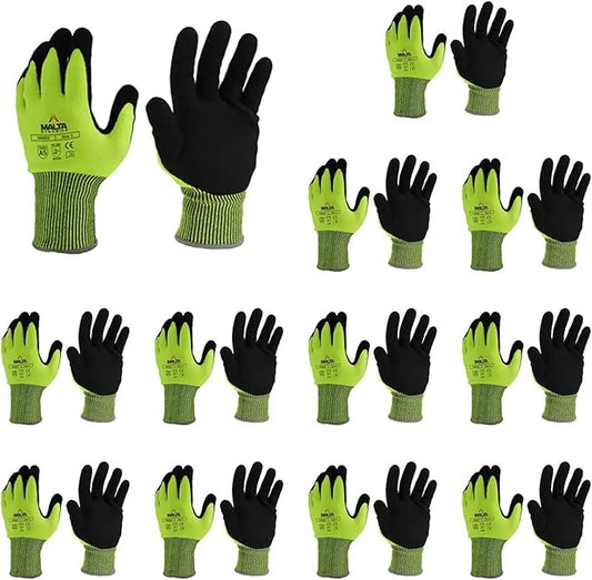 Malta Dynamics Safety Work Protective Gloves – Mens Work Gloves with Cut Level 5 Protection, OSHA and ANSI Compliant