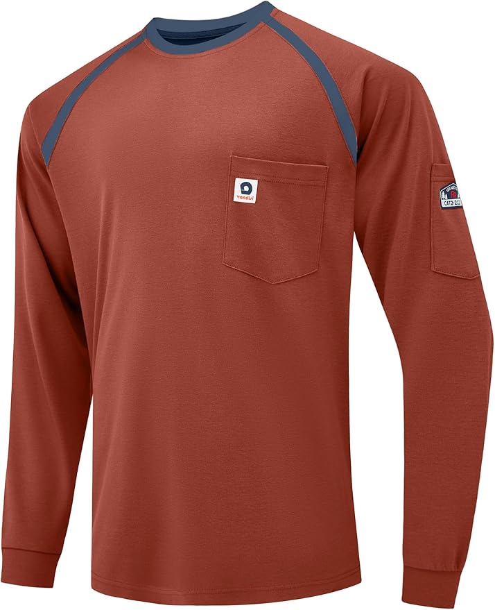 FR Shirts for Men 100% Cotton 5.5oz Lightweight NFPA2112/CAT2 Flame Resistant Shirts for Men Long Sleeve