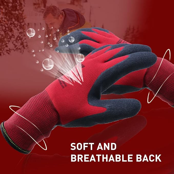 2 Pairs Winter Work Gloves for Men and Women, Freezer Gloves for Work Below Zero, Thermal Insulated, Super Grip