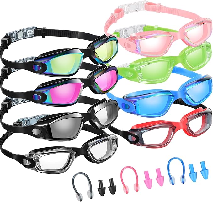 Konohan 8 Pack Kids Goggles Swim Goggles for Adult Kids Swimming Glasses Anti Fog Silicone No Leak Pool Glasses