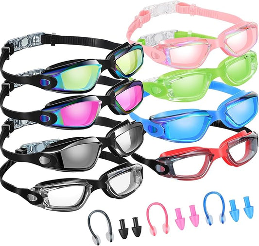 Konohan 8 Pack Kids Goggles Swim Goggles for Adult Kids Swimming Glasses Anti Fog Silicone No Leak Pool Glasses