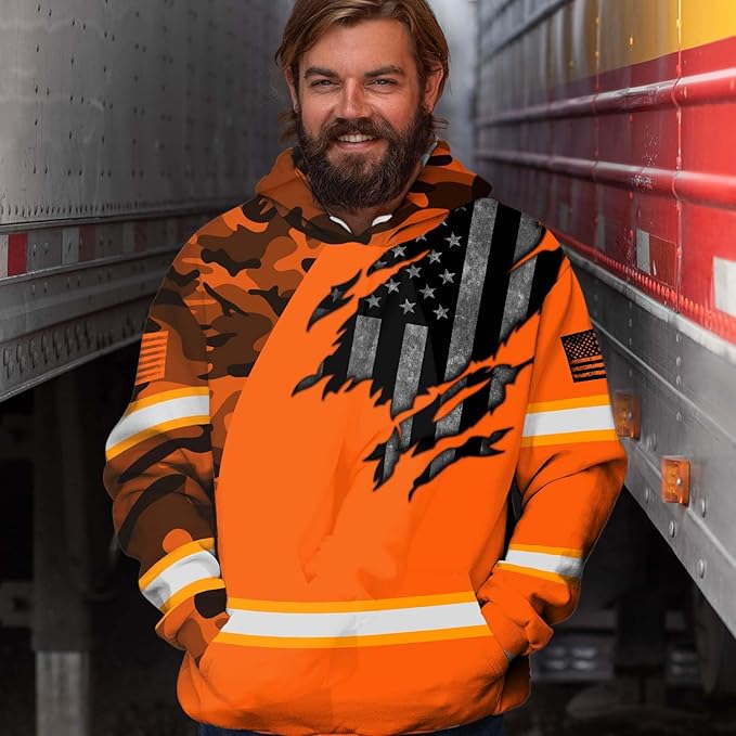 Maddly High Visibility US Flag Collection Safety Workwear Custom Name for Workers, Runners, Truckers, Patriotic