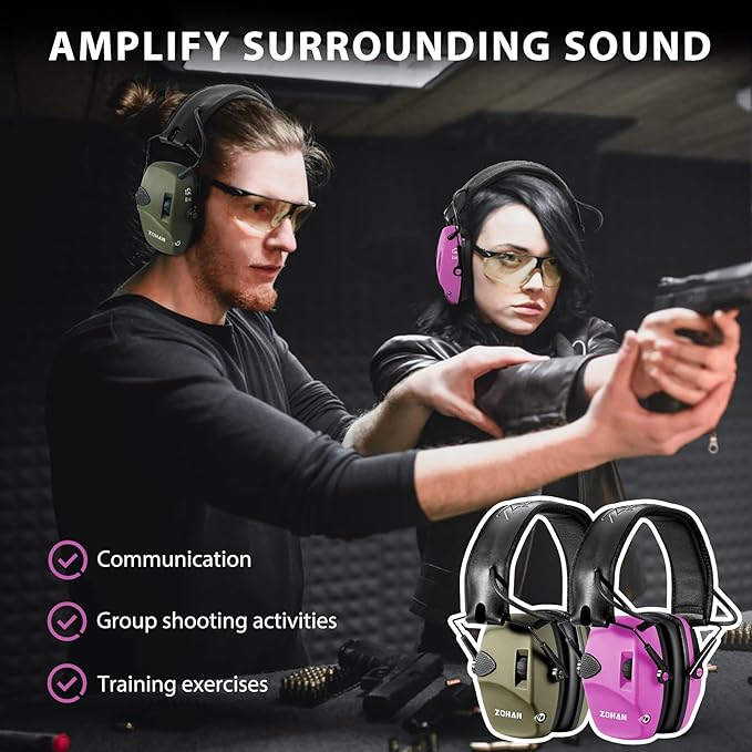 ZOHAN EM054 Electronic Shooting Ear Protection with Sound Amplification, Slim Active Noise Reduction Earmuffs for Gun Range
