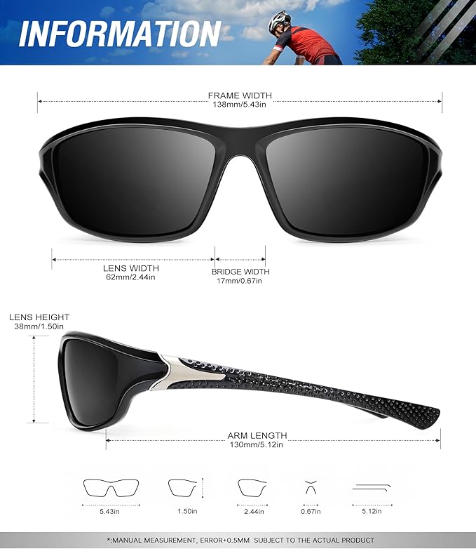 Polarized Sunglasses-Men Sports Sunglasses: Mens Sunglasses Polarized Running Sun Glasses Driving Fishing 3 Packs