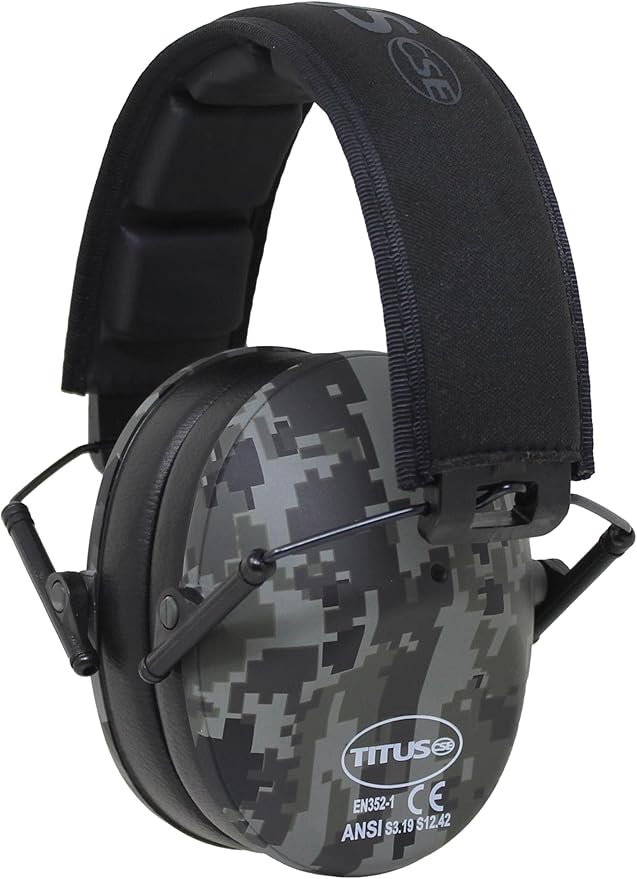TITUS 2-Series Premium Low Profile Earmuffs, ANSI Rated, High NRR Noise Reduction, Durable Sport Band, Hearing Protection PPE