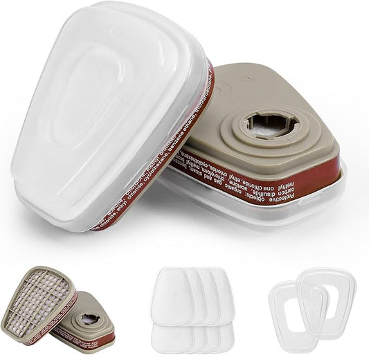 6001 Filter Cartridges for Respirator Mask - Particulate Respirator Cartridges& Filters Protect Against Organic Vapors, Dust, Acid Gases Compatible with 6000, 7000, FF-400 Series Respirator