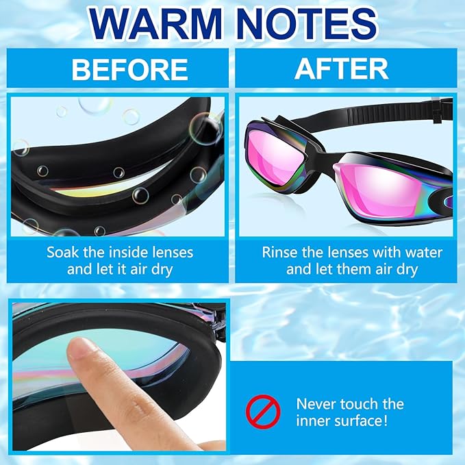 Flutesan 12 Pack Swim Goggles for Adult Kids Anti Fog Swimming Glasses with 12 Ear Plugs Nose Clip No Leaking Full Protection