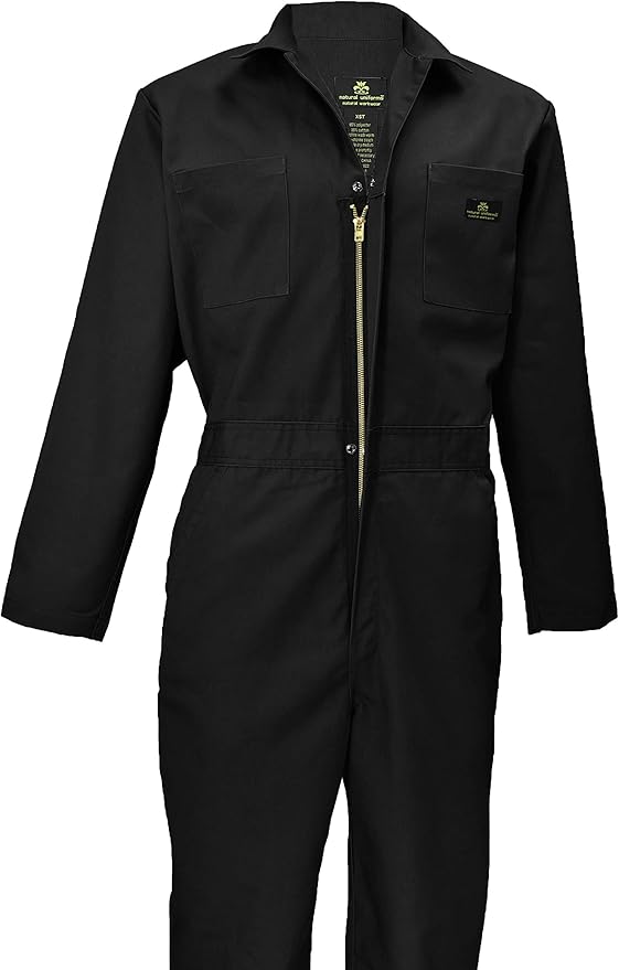 Natural Uniforms Mens Long Sleeve Zip Up Twill Coverall, Stain and Wrinkle Resistant