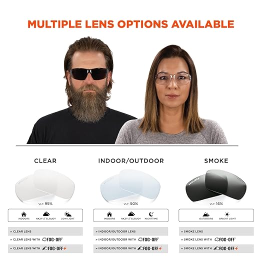 Ergodyne Skullerz VALI Anti Scratch Safety Glasses, Anti-Fog, ANSI z87.1