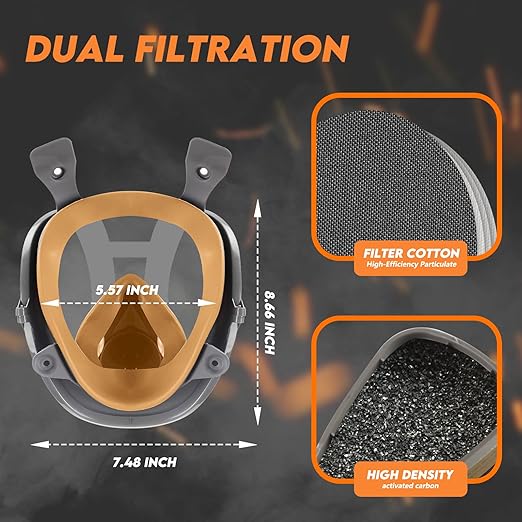 Full Face Respirator Gas Mask: 6800 Reusable Respirator Mask with Filters 60921 & 2097 - Dust Mask Anti Fog Against Organic Vapor Fumes Gases for Spray Paint Chemicals Epoxy Resin Welding Sanding