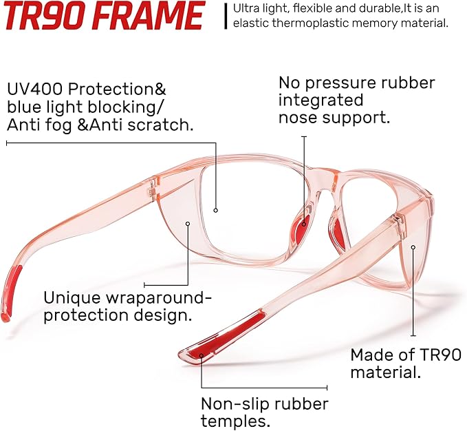 Safety Glasses Anti-Fog Eye Protection Blue Light Blocking Glasses for Women Men
