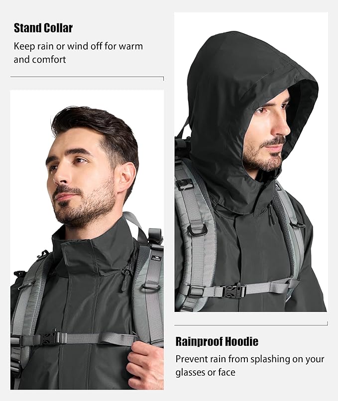 SWISSWELL Mens Women Rain Suit Rain Jacket and Pants Waterproof Lightweight Windbreaker with Detachable Hood for Golf Fishing