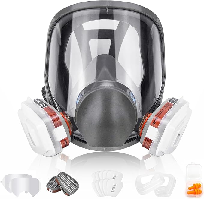 Full Face Respirator Mask, 6800 Reusable Respirator Mask with Filters, Anti-fog, Ideal for Paint, Spray, Dust