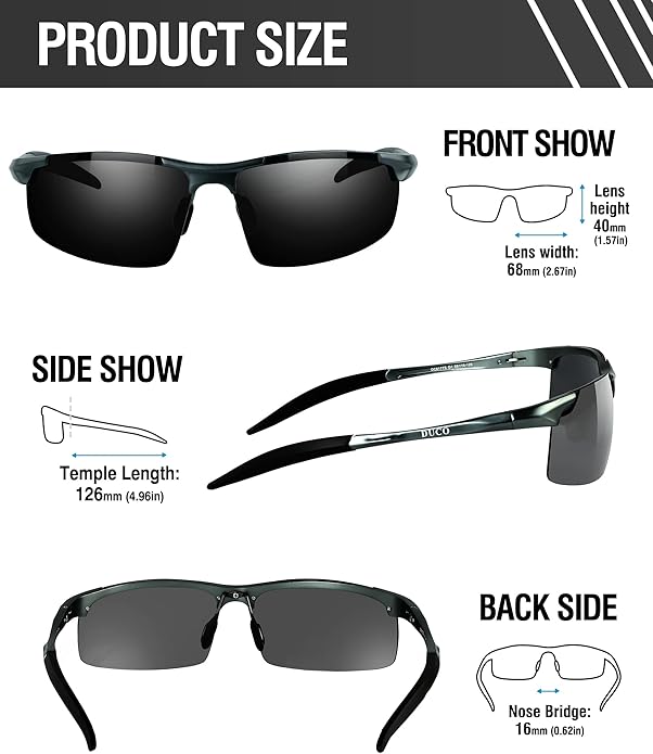 DUCO Mens Sports Polarized Sunglasses UV Protection Sunglasses for Men 8177s