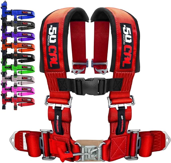 1pc Red 4 Point Harness for Bucket Seat, Latch Release, 9 Color Options, Racing Harness, Race Car, Off Road, UTV, RZR [6008A5]