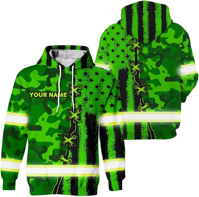Maddly High Visibility US Flag Collection Safety Workwear Custom Name for Workers, Runners, Truckers, Patriotic