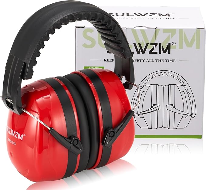 Hearing Protection Ear Muffs,NRR 28db Noise Cancelling for Shooting, Mowing, Construction，Red