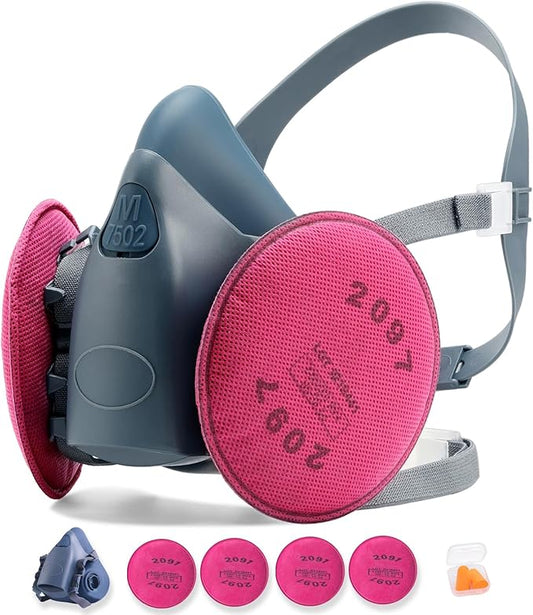 RANKSING Reusable Respirator Mask 7502 with 2097 Filter and Cartridges Half Gas Mask for Painting,Spraying,Polising and More