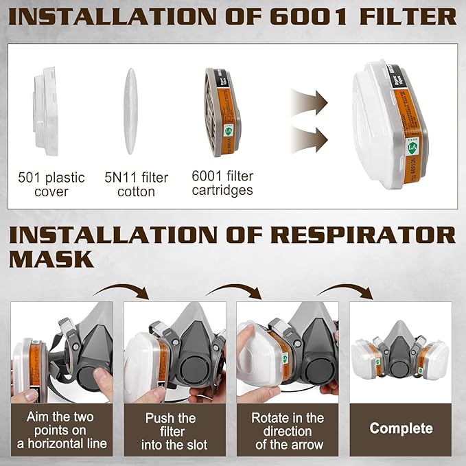 Respirator Mask, Paint Respirator with 6001 Filters for Chemical, Spray Paint, Epoxy Resin,Sanding