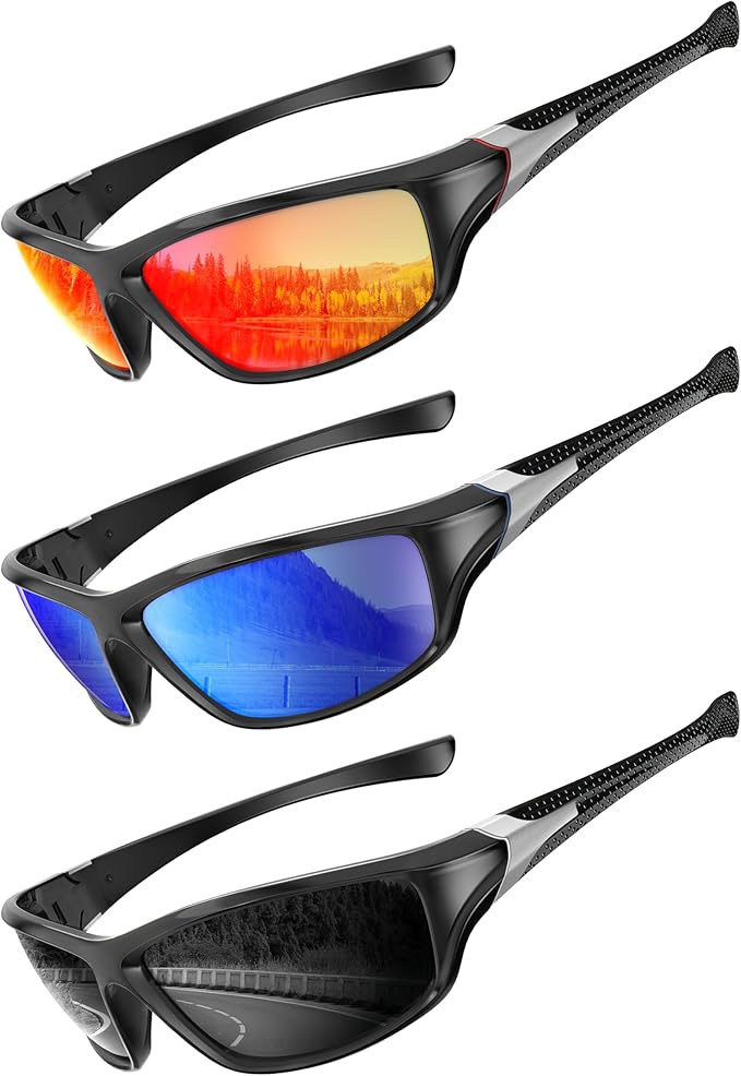 Polarized-Sunglasses-Men Sports Mens-Sunglasses: Sun-Glasses with UV400 Protection for Driving Golf Fishing Running