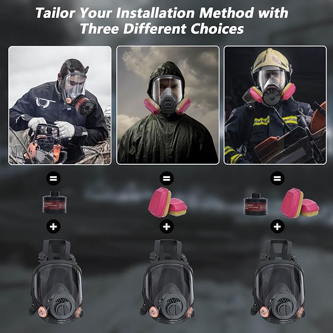 Gas Masks Survival Nuclear and Chemical - Gas Mask with 40mm Activated Carbon Filter & 60926 Filter - Full Face Respirator Mask for Gases Chemicals Vapors Paint Welding Dust