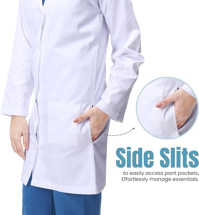 NY Threads Professional Lab Coat for Women, Long Sleeve Medical Coat