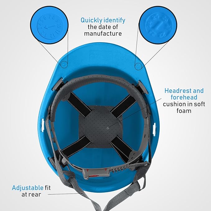 Leumoi 10 Pcs Suspension Hard Hat, Construction Hard Hat for Safety, Ratchet Cap Style with Self Adjusting Crown Straps for Man Woman