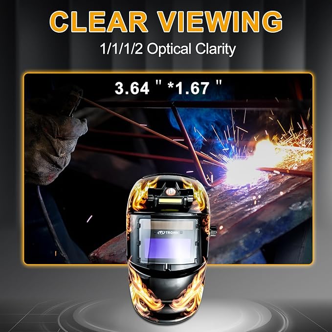 Welding Hood Auto Darkening Welding Helmet with Light True Color 1/1/1/2 Top Optical Clarity Wide Shade 9-13 Welding Mask with Grinding Weld Helmet (KTS-HD104)
