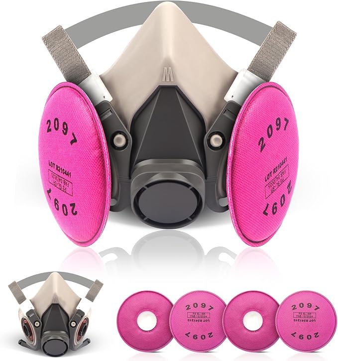 Reusable Half Facepiece Respirator Mask Set Against Organic Vapors,Dust,Asbestos, Painting,Welding,Sanding,Cutting