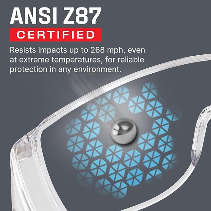 Safety Glasses Over Eyeglasses, Shooting Glasses Over Eyeglasses, Anti Impact Safety Glasses, with Cleaning Cloth