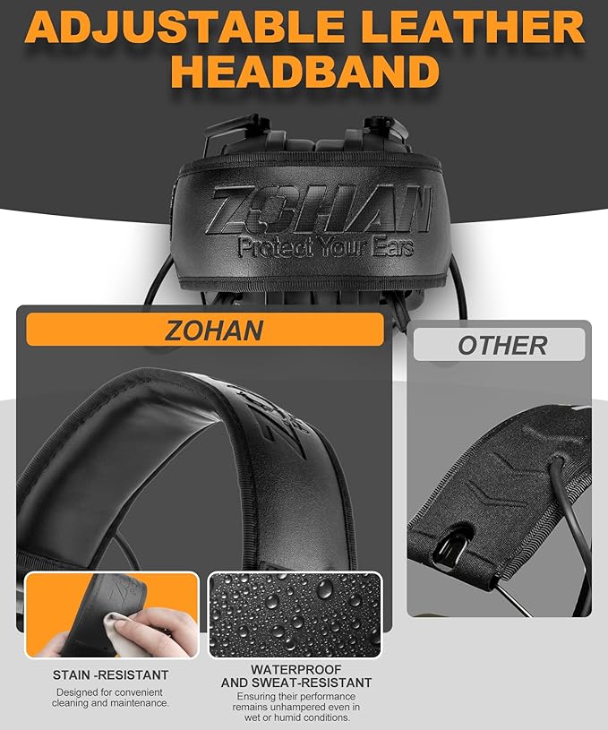 ZOHAN EM054 Electronic Shooting Ear Protection with Sound Amplification, Slim Active Noise Reduction Earmuffs for Gun Range