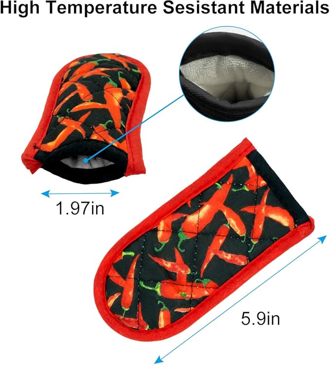 Evoio Cast Iron Skillet Handle Covers, Pot Handle Covers Heat Resistant, Heat Resistant Pan Pot Skillet Hot Handle Holder Sleeves Mitt Cover for Kitchen, BBQ and Baking Cookware (4-Pack Red Peppers)