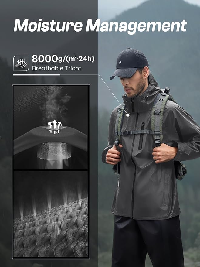 SaphiRose Men's Waterproof Rain Suit 2pcs/set Packable Rain Gear for Golf Motorcycle Fishing