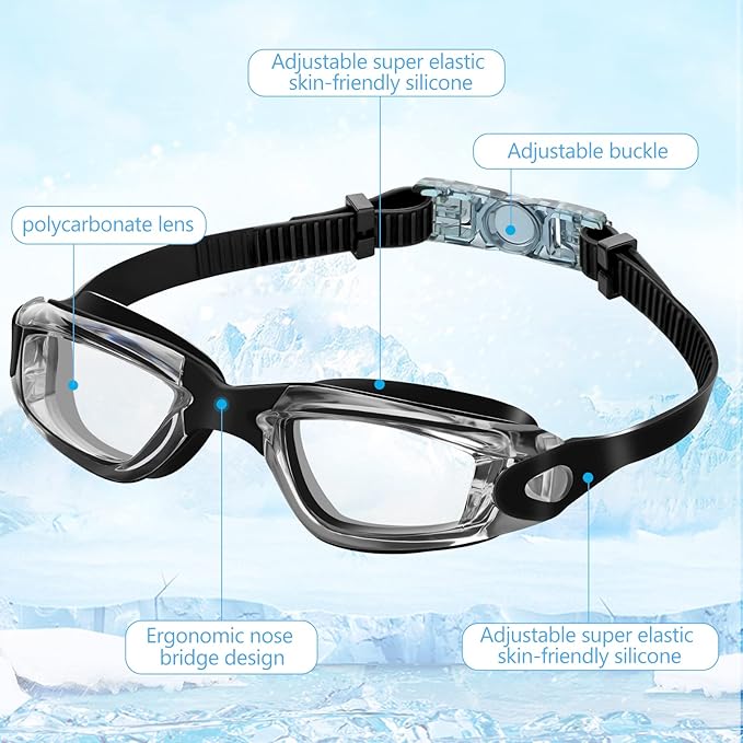 Treela 10 Pcs Swimming Goggles for Adults Pool Goggles Swim Glasses Bulk Multipack Anti Fog Silicone No Leaking