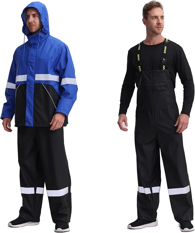 Rain Suit for Men Heavy Duty Workwear Waterproof Jacket with Pants 3 Pieces