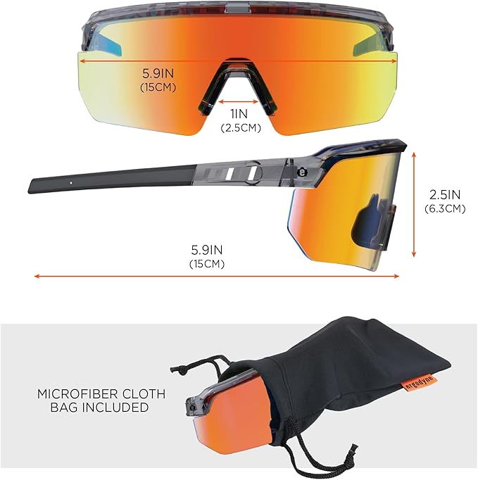 Ergodyne Skullerz AEGIR Polarized Safety Sunglasses with Fog Off+, Anti Fog Safety Glasses, Anti Scratch Mirror Lens