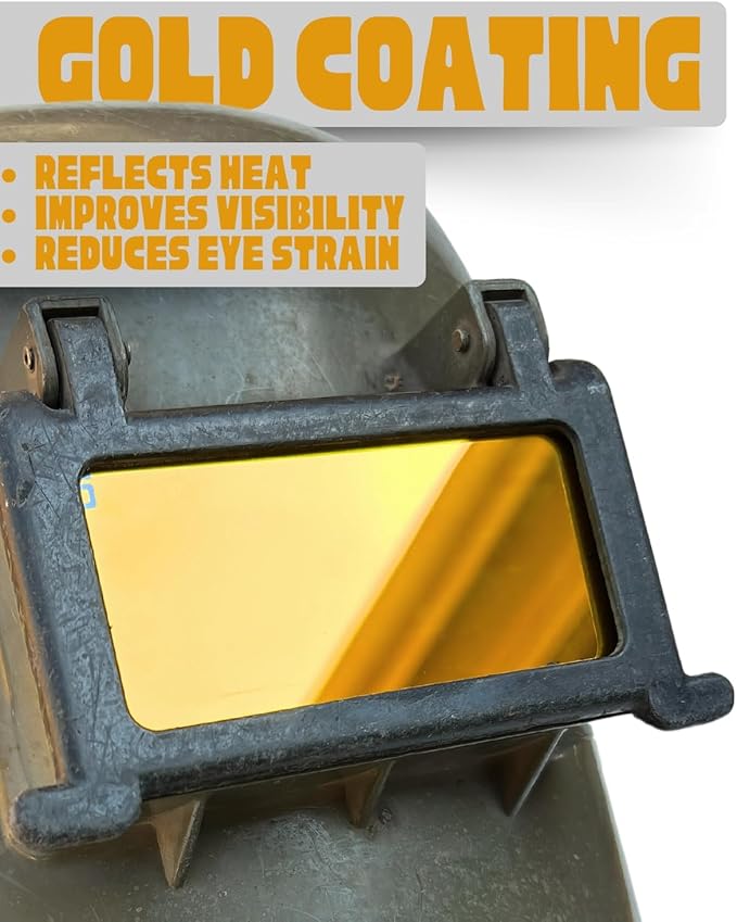 The King | Shade 12 Gold Welding Lens 2x4 1/4 | Aqua Colored Glass Welding Lens | Shade 12 Welding Lens 2x4 1/4, Perfect Size For a Sugar Scoop Welding Hood, or Pancake Welding Hood | Ridge Products