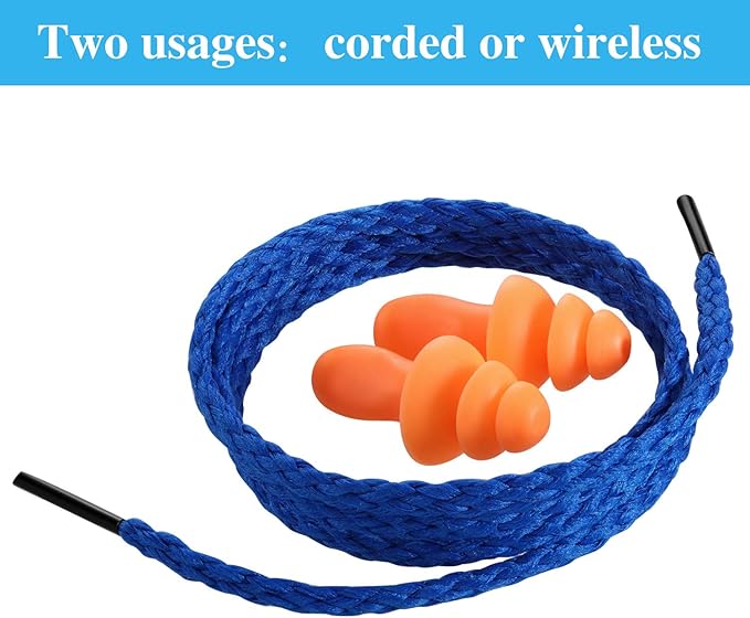 100 Pairs Corded Ear Plugs Silicone Noise Reducing Blocking Cancelling Soft Reusable Rubber Hearing Protection Earplugs for Sleeping Swimming Snoring Sports Racing