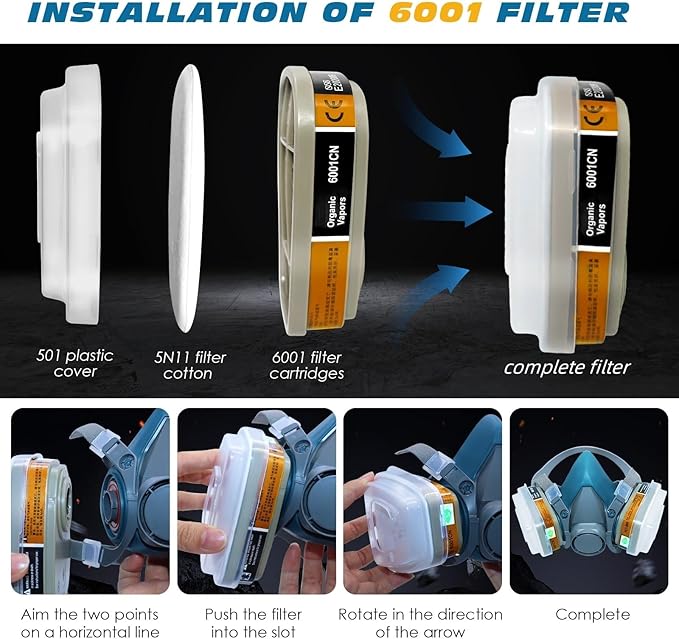 Respirator Mask, Paint Respirator with 6001 Filters for Chemical, Spray Paint, Epoxy Resin,Sanding