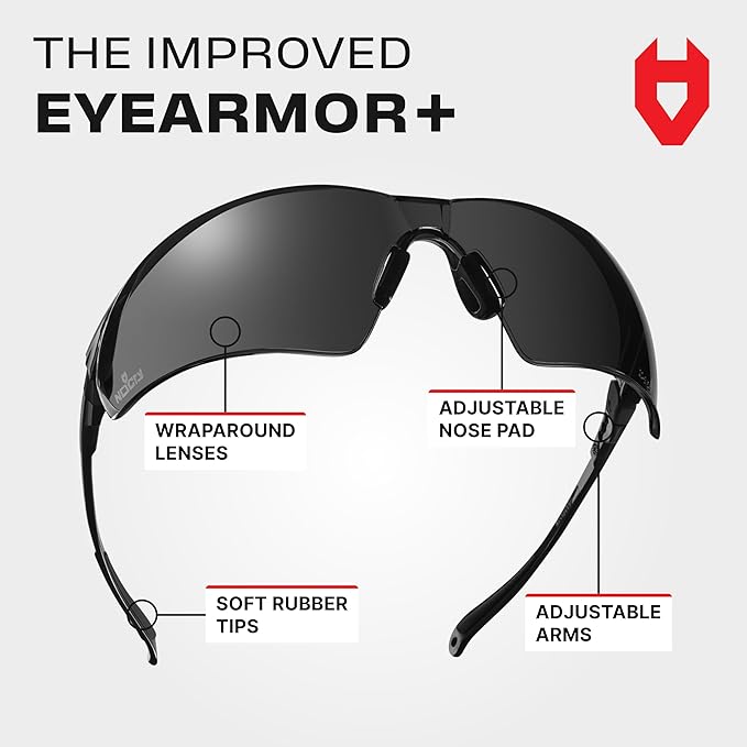 NoCry Anti-Fog Safety Sunglasses for Men with Scratch Resistant Lenses — Tinted Safety Glasses with 100% UV Protection — ANSI Z87.1 Work Sunglasses for Men with Adjustable Temples & Nose Pad (10 pack)