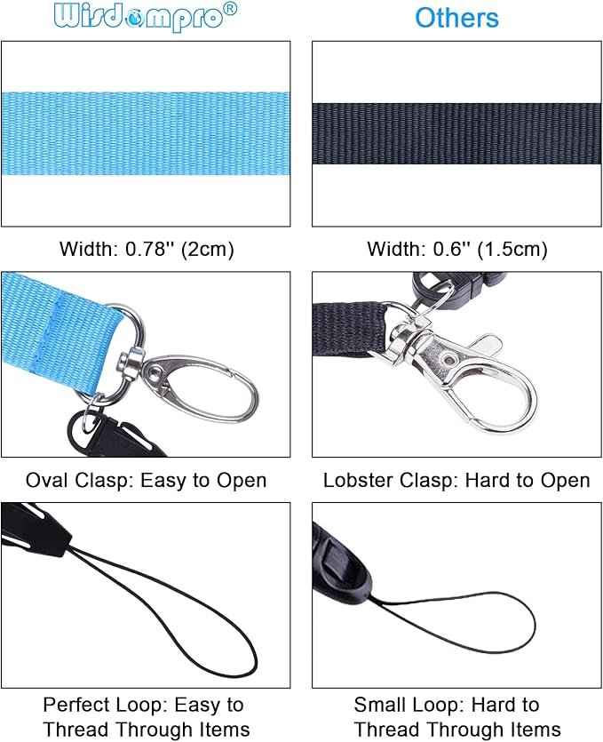Wisdompro Office Lanyard, 3 Pack 23 inch Quick Release Neck Strap Lanyard with Detachable Buckle, String Loop for Keys, ID Badges, Card Holder, USB Flash Drives, Phones - Purple, Hot Pink, Light Blue