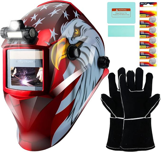 Welding Hood Auto Darkening Welding Helmet with Light True Color 1/1/1/2 Top Optical Clarity Wide Shade 9-13 Welding Mask with Grinding Weld Helmet (KTS-JD14)