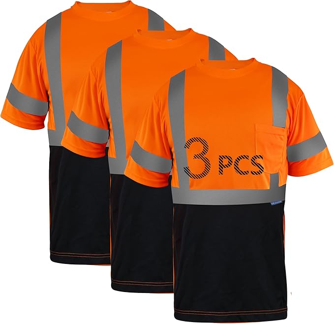 Safety Shirt short Sleeve High Visibility Reflective Breathable T Shirt for Work Warehouse Construction Class 3