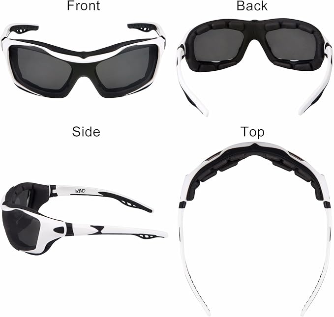 WYND Blocker Motorcycle Riding Glasses Extreme Sports Wrap Sunglasses (White/Smoke)