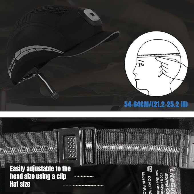 Lightweight Bump Cap with Reflective Stripes, Breathable Baseball Cap Style, Head Protection Hard Hat for Men Women