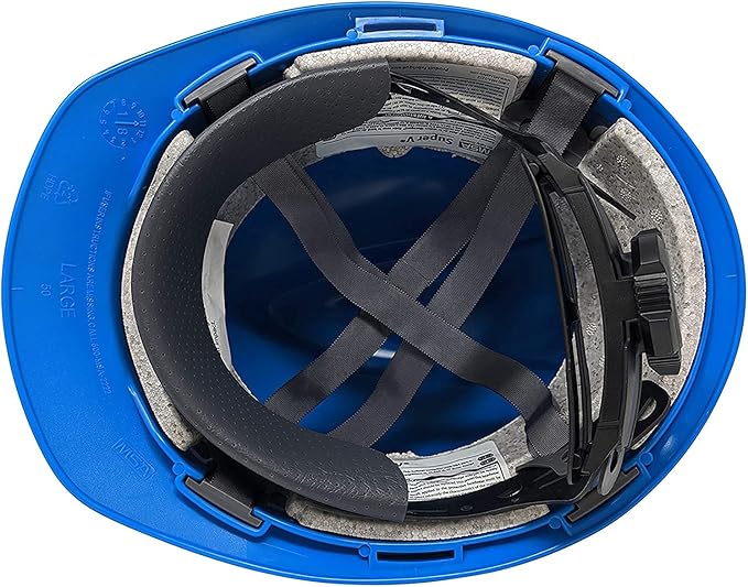 MSA Super-V Type 2 Cap Style Safety Hard Hat with Fas-Trac III Ratchet Suspension | Polyethylene Shell, Superior Impact Protection, Self Adjusting Crown Straps