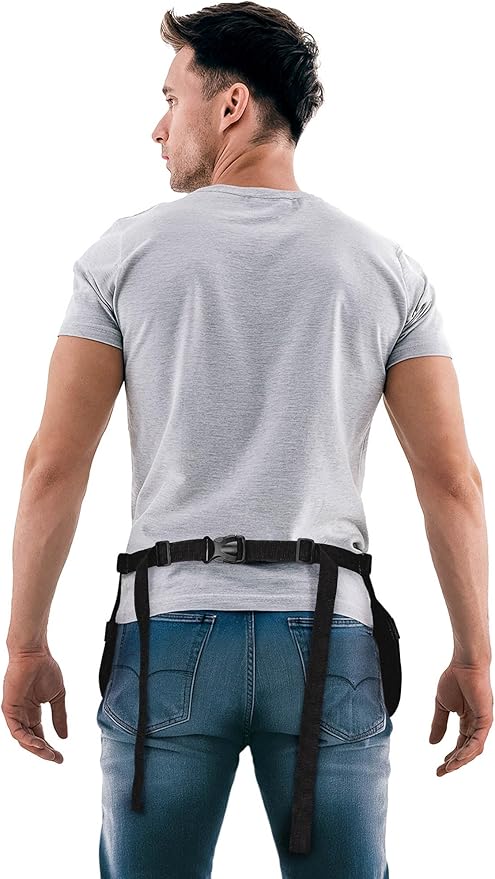 Under NY Sky Salon Waist Apron - 9 Pockets, 3 Loops, Oxford Canvas - Hair Cut Holster for Tool Storage, Shears, Brush, Trimmer - Belt Pouch - Hair Stylist, Makeup Artist, Barber, Cosmetology - Black