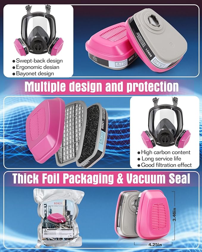 Respirator Filter Cartridges - Dual Replacement 60921 Cartridges Filters Fit Half and Full Face Pieces 6000 7000 FF-400 Series Protect Against Organic Vapors and Particulates -6 Pairs